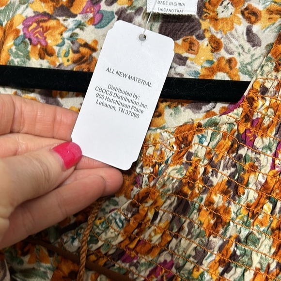 This & That Floral Smock Top Blouse with tassel ties Size XL - Picture 3 of 4